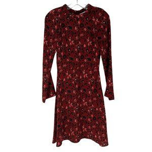 & Other Stories Red Animal Print Long Sleeve Mock Neck Keyhole Dress 4